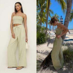 Reformation Lena Linen Two Piece in Dried Herbs Small‎ Summer Fall Minimalist